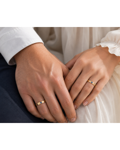 Alliance Or Jaune Saphir bleu Homme Femme – Alliance de Mariage Moderne | Beloria.png