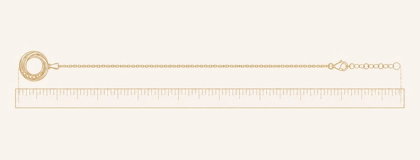Schéma d’un collier posé à plat et mesuré d’une extrémité à l’autre