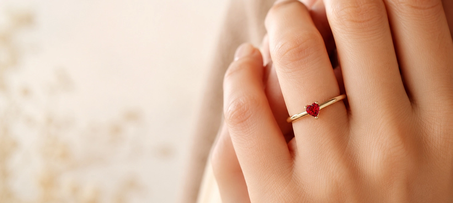 Main élégante portant une bague fine BELORIA