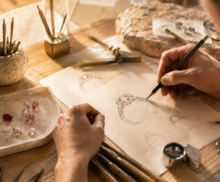 Atelier · joaillier modelant une cire