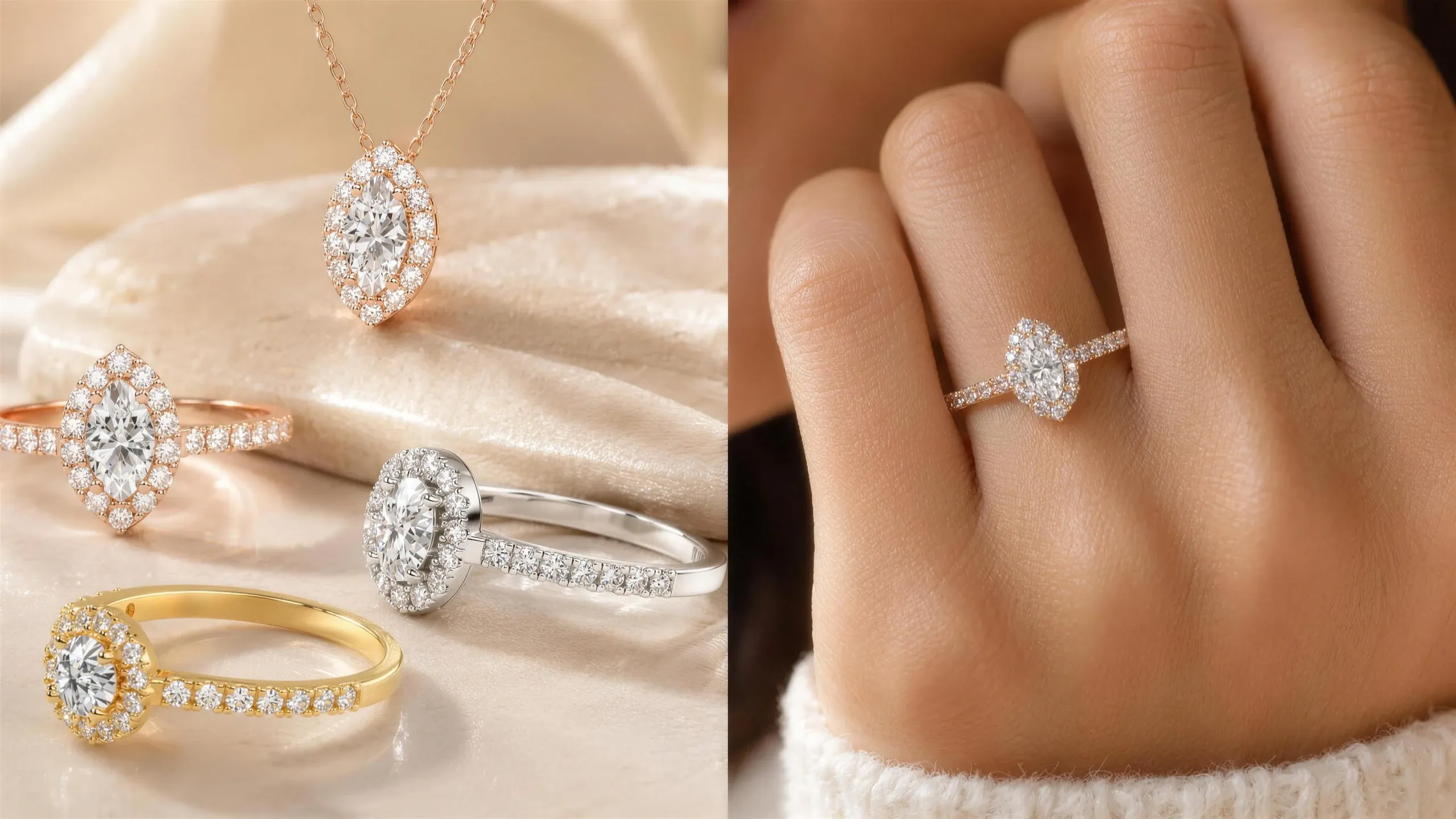 Maison Beloria — collection Mon Amour, bagues et pendentif diamant
