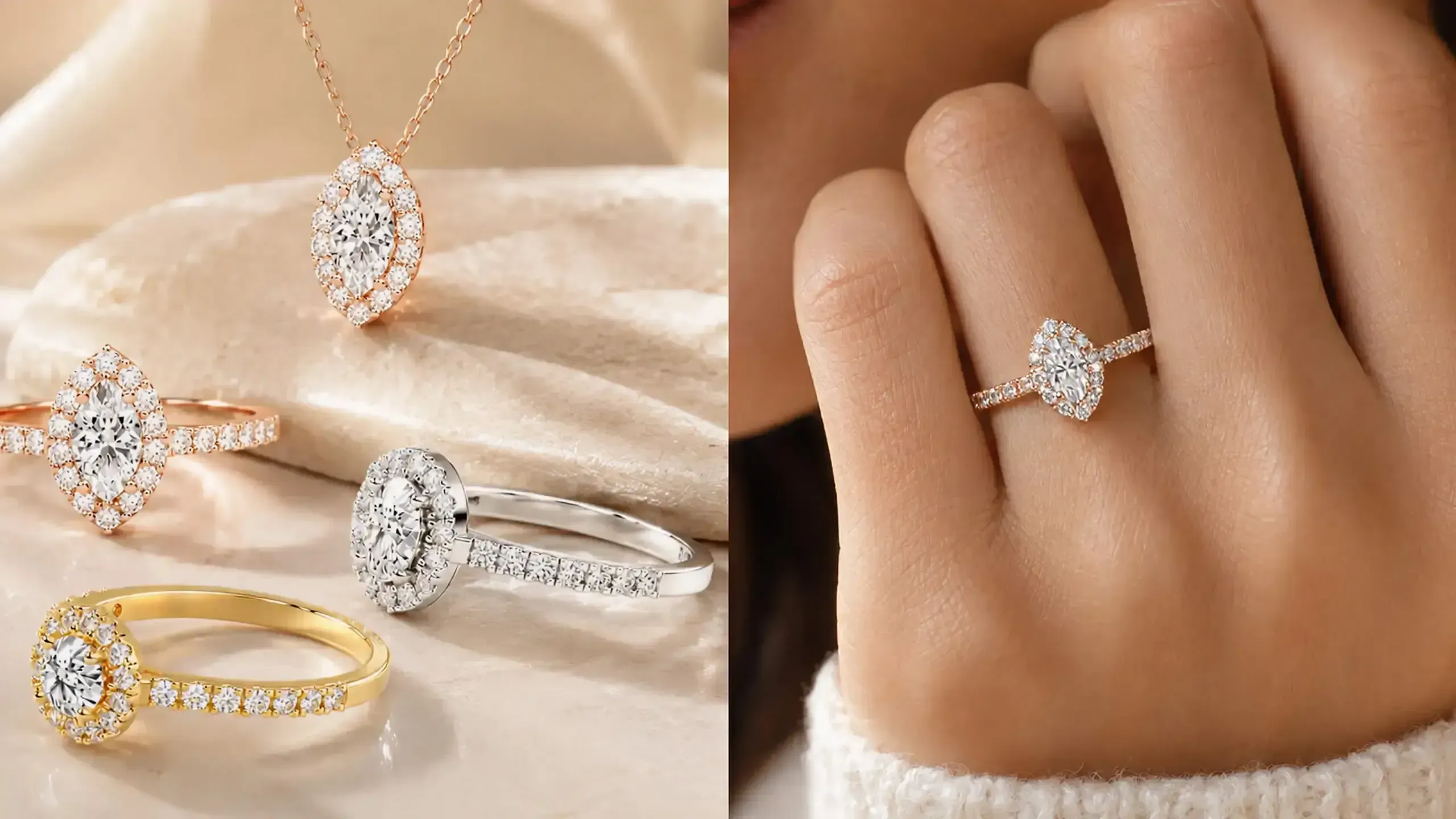 Maison Beloria — collection Mon Amour, bagues et pendentif diamant